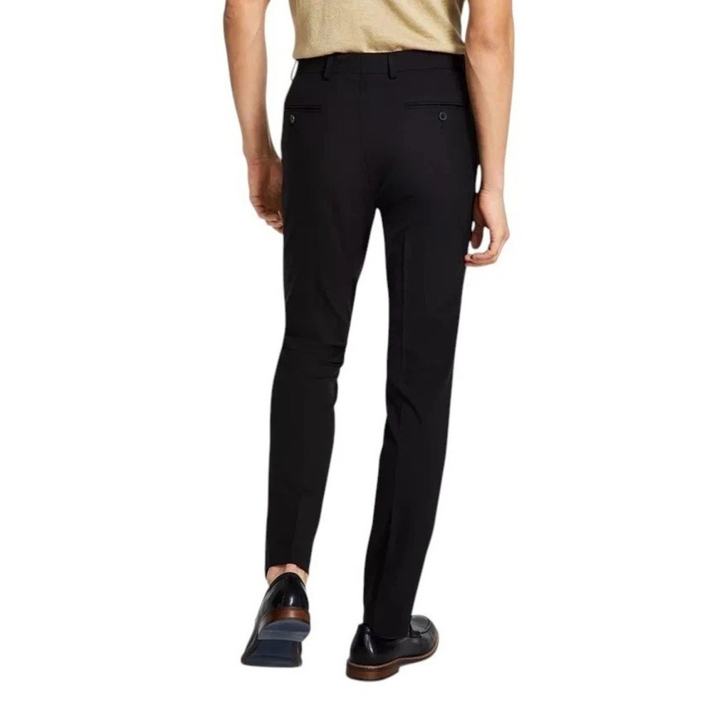 Calvin Klein Mens Skinny fit Dress Pants 34W 30L Black Solid Stretch